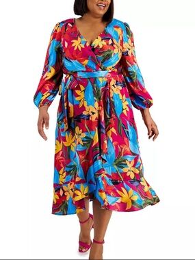 Tahari ASL Floral Wrap Dress